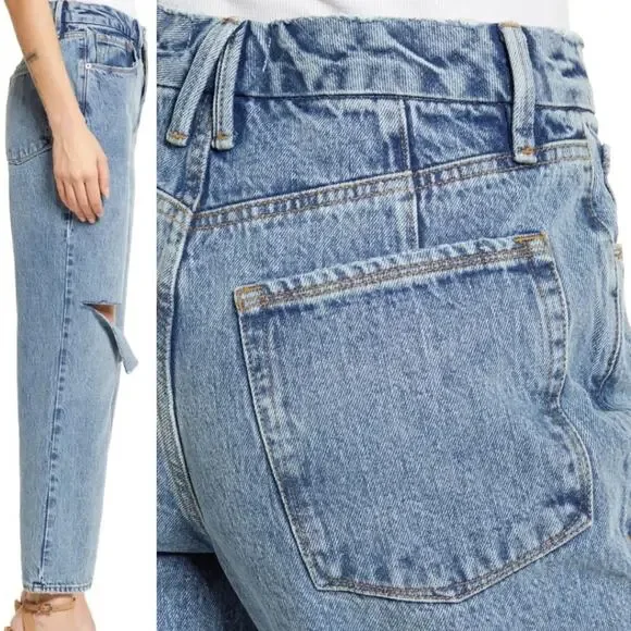 NEW Good American 90's Duster Straight Leg High Waisted Jeans
